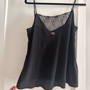 Anine Bing Black Lace Trim Tank Top